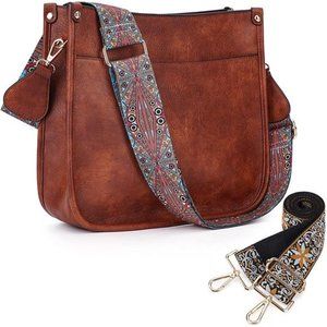 Crossbody Bags Women Designer Leather Hobo Handbags With 2 Adjustable Straps